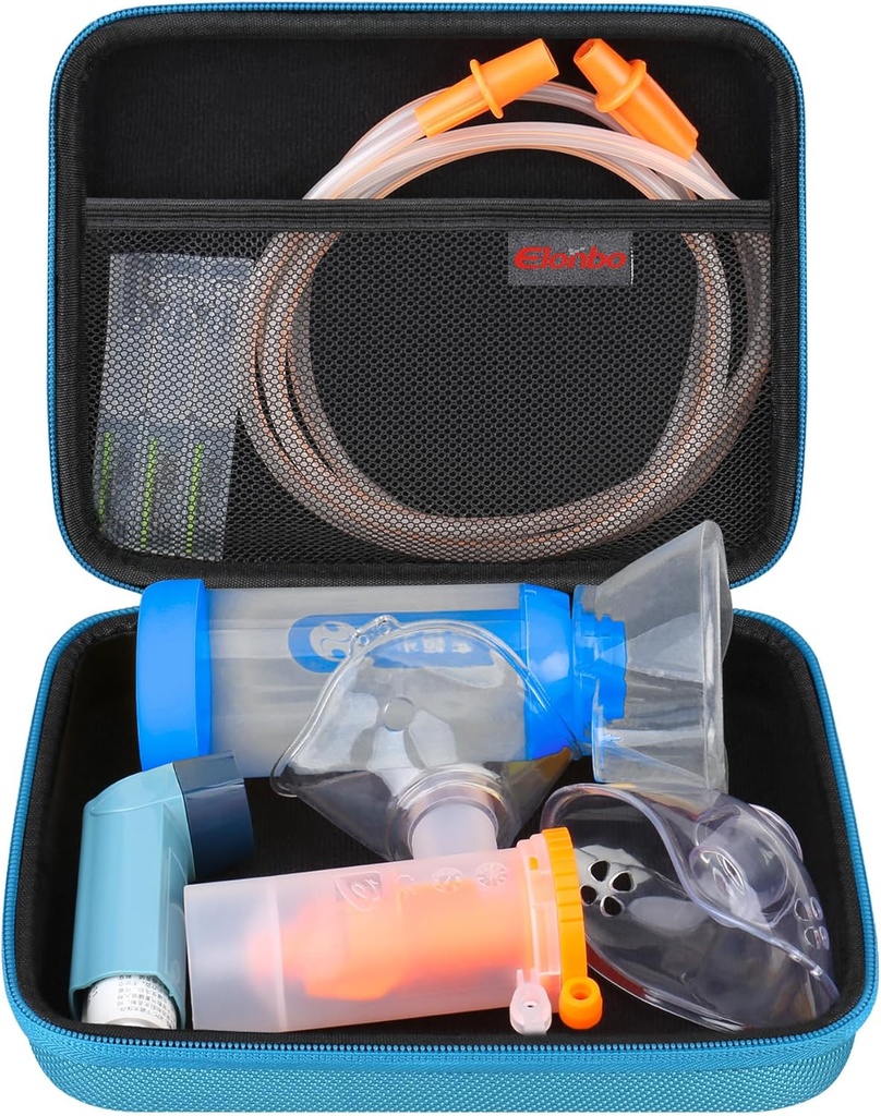 Elonbo Carrying Case ​for Nebulizer Replacement Parts Kits/Asthma Inhaler/Inhaler Spacer Masks/Nebulizer Tubing Mouthpiece Accessories Replacement Set, Handheld Inhaler Nebulizer Bag (Case Only)