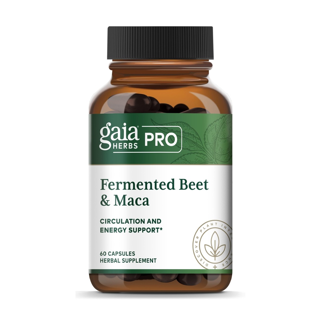 GAIA HERBS PRO Fermented Beet & Maca - Healthy Energy & Circulation Support Supplement* - Kidney Health Supplement with Beet & Carrot Root - Vegan, Gluten-Free, Soy-Free - 60 Capsules (30 Servings)