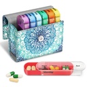 FINPAC Weekly Pill Organizers 4 Times A Day, Slide Open PU Leather Case Travel Pill Vitamin Medicine Reminder and Planner with Name Card for Morning| Afternoon| Evening| Bedtime (Emerald Illusions)