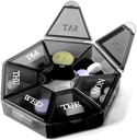 Deke Home - Small Weekly Pill Organizer, Round Pill Dispenser for Travel, Mini Pill Organizer, Compact Medicine Holder, Pill Sorters 7 Days, Portable Vitamin Container, BPA Free (Food Grade)