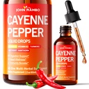 Cayenne Pepper Liquid Drops, Organic Cayenne Pepper Extract with Hawthorn Berry, Beetroot, Turmeric, Vitamin K2 & D3 Supplement for Immune Support, Circulation & Overall Wellness, Gluten Free, 2 Fl Oz