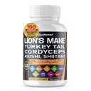 Organic Lion's Mane Turkey Tail Cordyceps Reishi Shiitake Maitake Meshima Poria Cocos Oyster Mushroom Agaricus Chaga Shiitake Snow Mushroom -150 Capsules