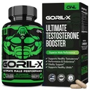 GORIL-X Testosterone Booster for Men - Workout Testosterone Supplements - Increase Size, Strength & Energy - 1000mg Male Enhancing Horny Goat Weed, Maca Root, Tongkat Ali & Tribulus Formula - 60 Caps