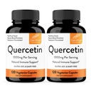 Quercetin 500mg Vegetarian Capsules 240 Count | 1000mg Per Serving of 2 Capsules | Immune Support Supplements For Respiratory, Cellular Health & Seasonal Allergies | Quercitin for Men & Women Immunity