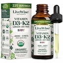 Live Wise Naturals Organic Vitamin D3 K2 Liquid Drops for Babies, Concentrated Formulation, 225 Servings, (MK-7), Micro-Dose Dropper, Gentle Daily Supplementation, Early Development, Precise Dosing