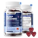 VEETAGYO Melatonin Free 5-HTP GABA Supplement Gummies for Adults & Kids 12+ with L-Theanine, Magnesium Glycinate, L-Tryptophan, Apigenin - Sugar Free, Strawberry Flavor, Vegan, 120 Count
