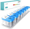 Daviky Large Pill Organizer 2 Times a Day - XL Pill Box 7 Day, Big Vitamin Holder with 7 Detachable AM/PM Compartments, Big Supplement Container for Weekly or Daily Use (Blue)