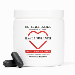High Level Science CoQ10 + Omega-3 Fish Oil | Cardiologist Formulated Heart Health Supplement | 200mg CoQ10, EPA & DHA, Vitamin E | Triglyceride Form Omega-3 for Heart, Brain & Energy | 60 Softgels