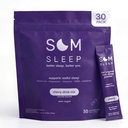 Som Sleep, Calm Sleep Aid Powder Drink Mix, 3mg Melatonin, Magnesium, Vitamin B6, L-Theanine & GABA – Vegan, Zero Sugar, Keto Friendly – Cherry, 30-Pack