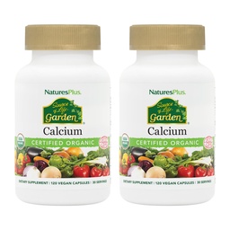 NaturesPlus Source of Life Garden Calcium - 120 Capsules, 2 Pack - Calcium Supplement with Magnesium & 20 Whole-Food Extracts - USDA Certified Organic, Non-GMO, Vegan, Gluten Free - 60 Total Servings