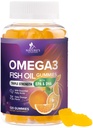 Omega 3 Fish Oil Gummies - 3X Strength Heart Health Support - High Absorption Omega 3 Fish Oil Gummy Supplement with DHA & EPA - Joint & Brain Support for Adults - Tasty Orange Flavor - 120 Gummies