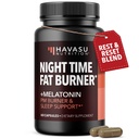 Night Time Fat Burner Capsules for Men and Women - Appetite Suppressant for Weight Loss with White Kidney Bean - 60 Count - Metabolism Booster with Melatonin for Sleep Support - 2-Month Supply