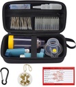 MGZNMTY Travel Carrying Case Compatible with Asthma Inhaler Spacer for Adults and Children, Masks, Inhaler Holder with Asthma Alert Tag and Medical Card, Carabiner (Only Case) (Black)