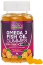 Omega 3 Fish Oil Gummies - Extra Strength Omega-3 Supplement with High Absorption EPA & DHA - Best Essential Fatty Acids for Heart Health, Brain & Joint Support, Non-GMO Orange Flavor - 60 Gummies